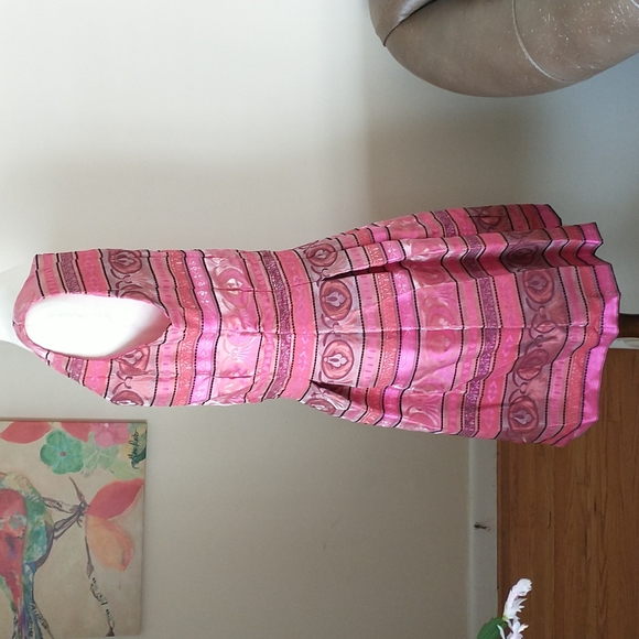 Chetta B dress sleeveless round neck fit & flare striped pink orange plus 16 - Picture 3 of 8